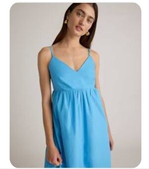 Quince 100% Cotton Poplin Sleeveless Dress Cornflower Blue Sz S NWOT